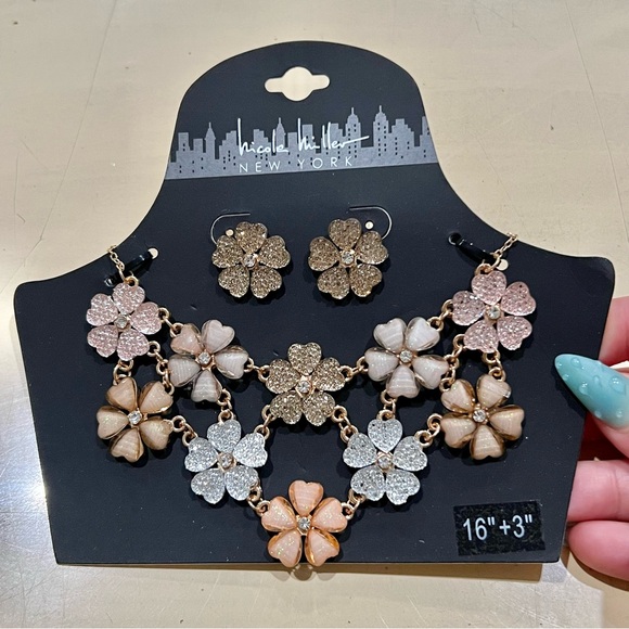 Nicole Miller flower earring and necklace set - Picture 1 of 3